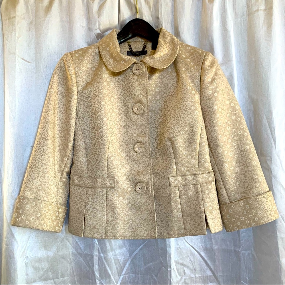 Liz Claiborne Brocade Gold Blazer / Jacket Size 10 Medium NWOT